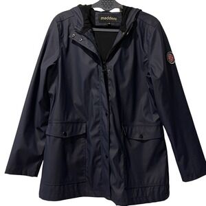 Madden NYC Women's Navy Hooded Lined Rain Jacket‎ Large